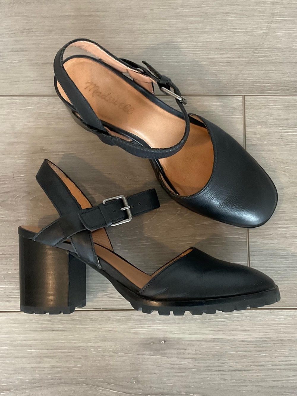 MADEWELL The Claudie Heeled Lugsole Mary Jane in Black Leather Size 8.5